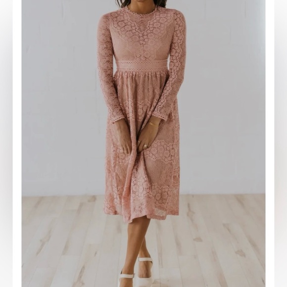 Roolee Dresses & Skirts - Roolee Lace Midi Dress in Blush Pink